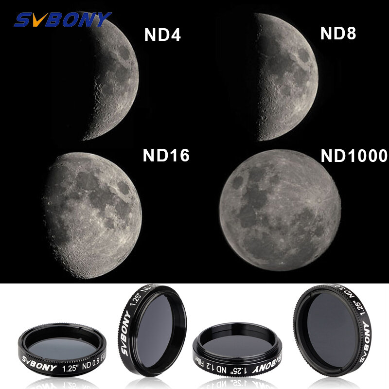 فلتر كثافة محايد SVBONY للتلسكوب ، العدسة ، تقليل أسطح القمر ، السطوع الكلي SV139 ، من "، ND4 ، ND8 ، ND16 ، ND1000