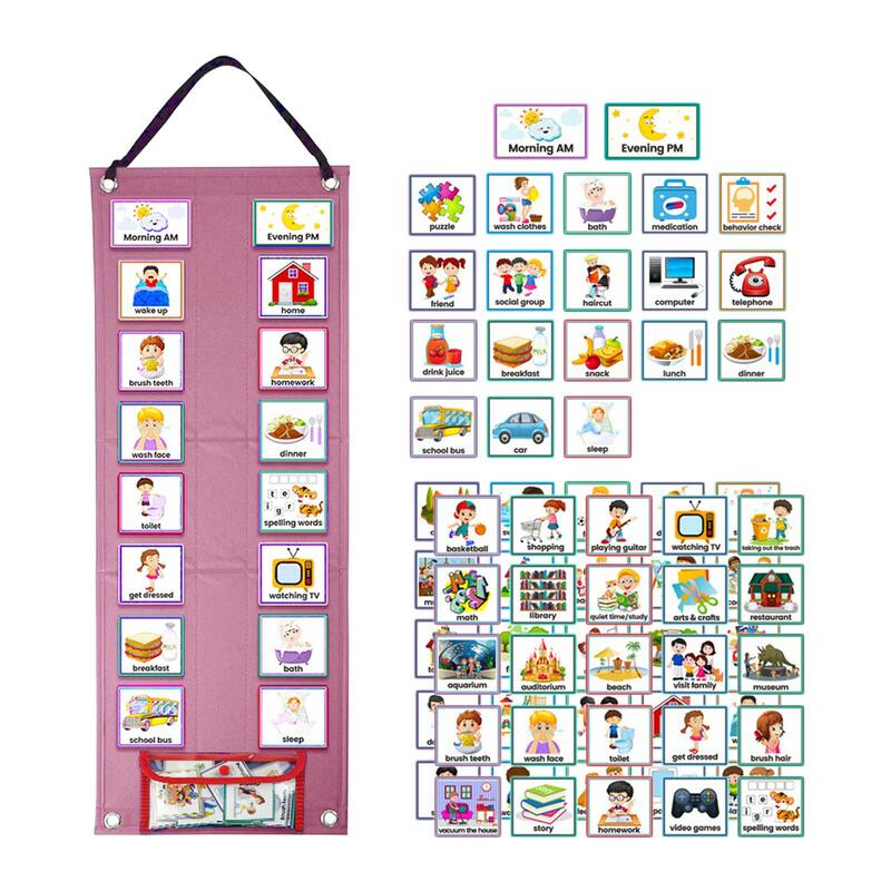 الجدول الزمني البصري للأطفال ، أداة سلوكية بصرية مع 70 بطاقة ، مواد التعلم المحمولة للفتيات والفتيان ، هدايا العيد