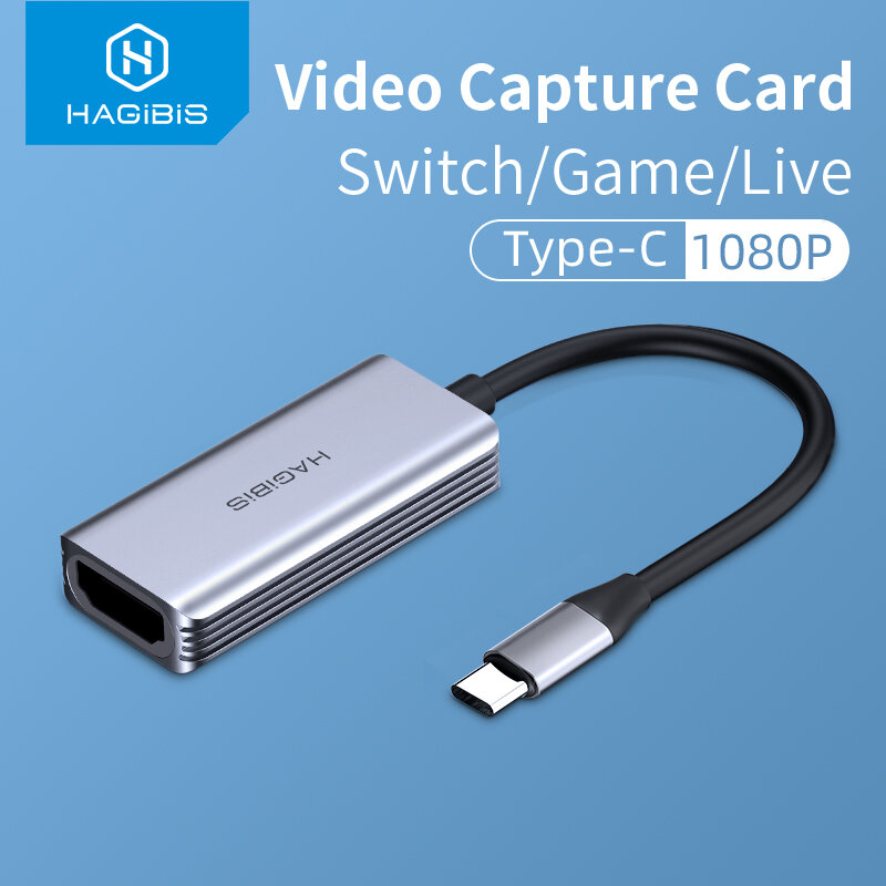 Hagibis Type-C فيديو بطاقة التقاط الصوت والفيديو HDMI متوافق مع USB C 1080P HD لعبة سجل ل PS4/5 التبديل بث مباشر بث كاميرا