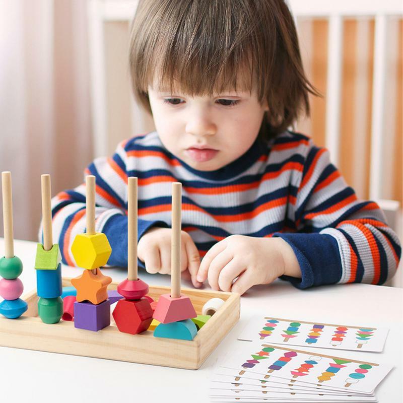 مونتيسوري التعليمية لون شكل لعبة فارز ، التراص كتل خشبية اللعب ، لغز نشاط التعلم المبكر