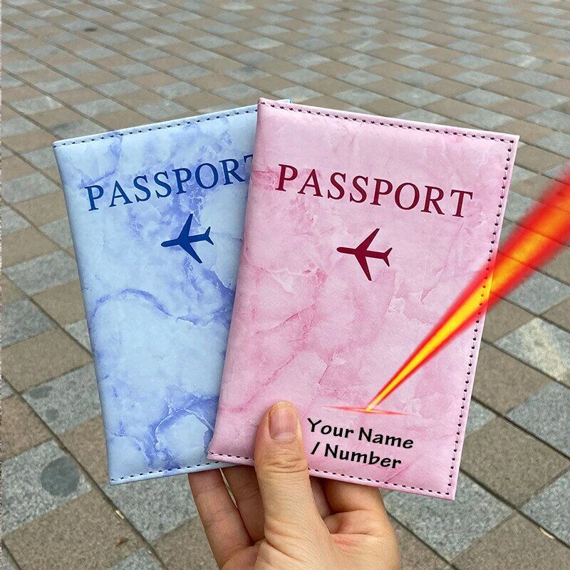 النقش بالليزر حامل جواز السفر ، محفظة السفر ، الرخام باتن الحال بالنسبة لجوازات السفر ، غطاء مع الأسماء الشخصية ، تخصيص الاسم