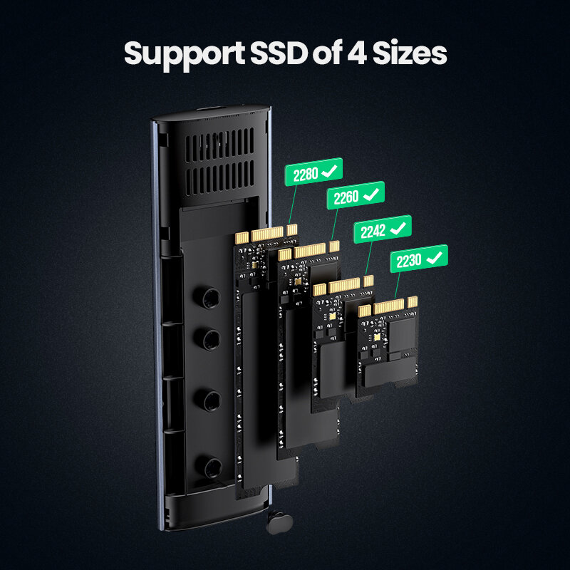 يوجرين M.2 NVMe SSD الضميمة المزدوجة بروتوكول NVMe SATA إلى USB 3.1 Gen2 10 Gbps NVMe PCI-E M.2 SSD دعم UASP للحصول على قرص صلب