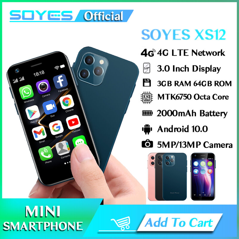 هاتف SOYES XS12 الذكي الصغير Android10.0 3GB RAM 64GB ROM 5mp 13MP كاميرا 2000mAh 3 أيام الاستعداد هاتف محمول صغير شحن مجاني