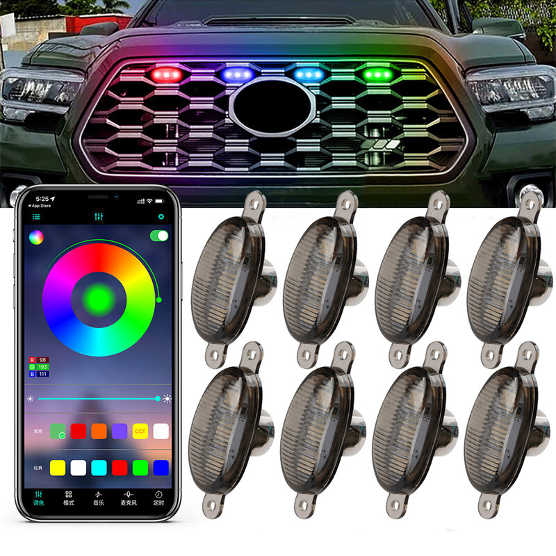 ANMINGPU Led سيارة الجبهة مصبغة الإضاءة RGB العالمي النهار تشغيل ضوء جيب SUV السيارات المركزية شبكة تحذير الضباب ضوء 12 فولت