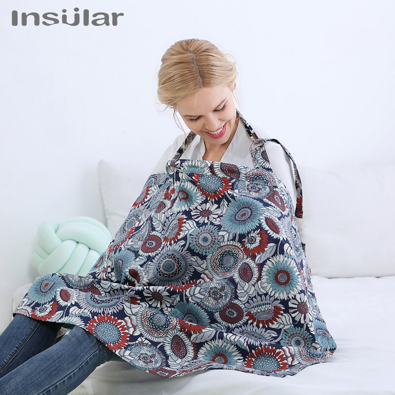 Insular-غطاء الرضاعة الطبيعية من الشاش القطني المسامي للأطفال ، غطاء الرضاعة ، مريلة الرأس ، 70 × 100 سنتيمتر