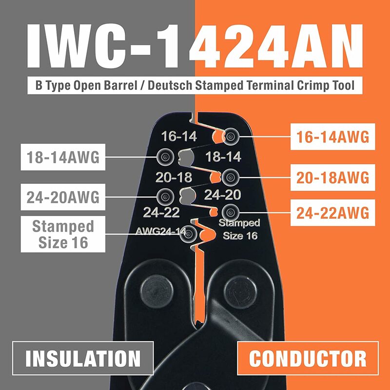 IWISS IWC-1424AN الألمانية مختوم اتصالات العقص ذو طيات ، DT سلسلة ، أداة تجعيد لحجم 16 ، أداة ما بعد البيع السيارات