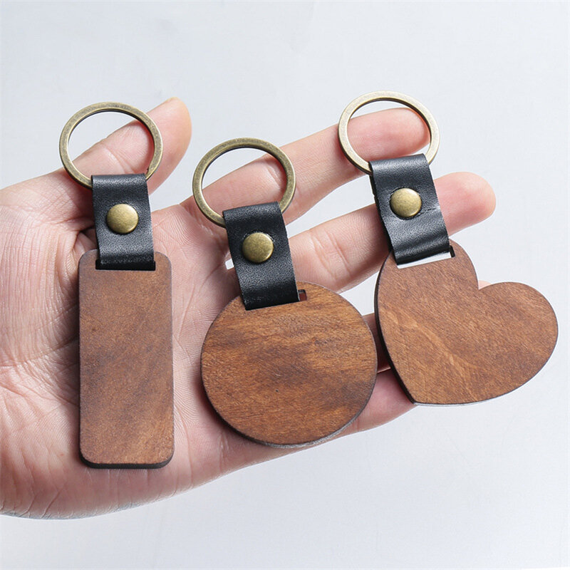 10 قطعة سلسلة المفاتيح الخشبية مستطيلة تحصيل حلقة رئيسية حقيبة السيارة قلادة معلقة اللوحة الحرف لطيف المفاتيح للرجال النساء