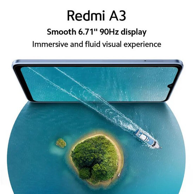 شاومي ريدمي A3 إصدار عالمي ، 4 جيجابايت ، 3 جيجابايت ، 64 جيجابايت ، بصمة جانبية ، ميدياتك هيليو G36 ، 90 هرتز ، شاشة كبيرة ،