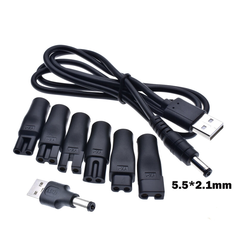 6 قطعة/7 قطعة/8 قطعة سلك الطاقة 5 فولت استبدال شاحن USB محول مناسبة لجميع أنواع كليبرز الشعر الكهربائية