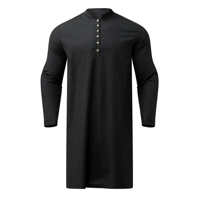 ثوب جديد للرجال ملابس إسلامية ، أزياء إسلامية ، أرواب بأكمام طويلة ، ياقة قائمة بأزرار صلبة ، عربية ، عربية ، بسيطة ، غير رسمية