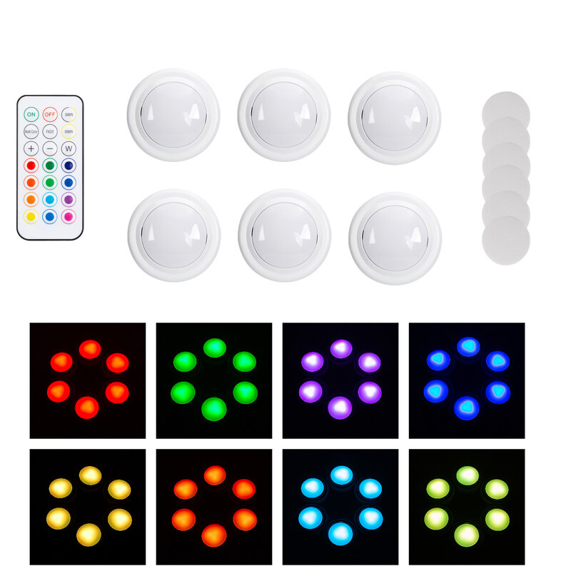 13 ألوان لاسلكية عكس الضوء تحت خزانة LED ليلة عفريت ضوء بطارية التحكم عن بعد تعمل للمطبخ خزانة خزانة