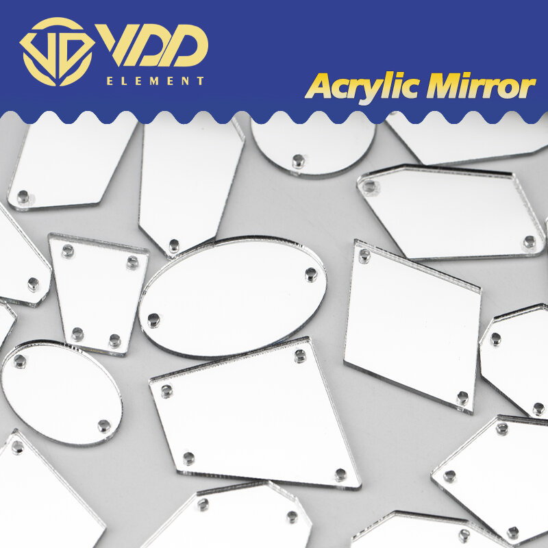 VDD 60/200 قطعة مزيج حجم الأبيض الاكريليك مرآة الخياطة الراين خياطة على الحرف اليدوية مسطحة الظهر الخياطة الأحجار لتزيين الملابس
