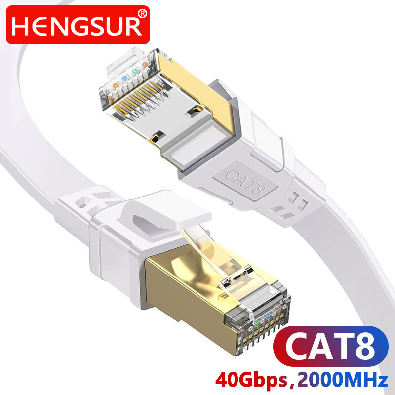 HENGSUR-CAT8 كابل إيثرنت ، شبكة الإنترنت ، التصحيح الحبل للمودم ، كابل التوجيه ، 40Gbps ، 2000MHz ، RJ45 ، 10M ، 20M ، 30M