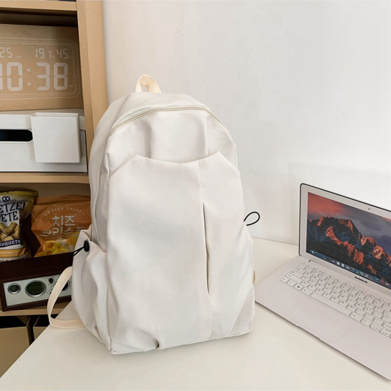 حقيبة ظهر ذات سعة كبيرة للطلاب ، حقيبة مدرسية على طراز Preppy ، لون واحد ، هاتف بسيط ، كمبيوتر لوحي ، كمبيوتر شخصي ، تخزين محفظة ، قابل للبس ، تصميم رائج
