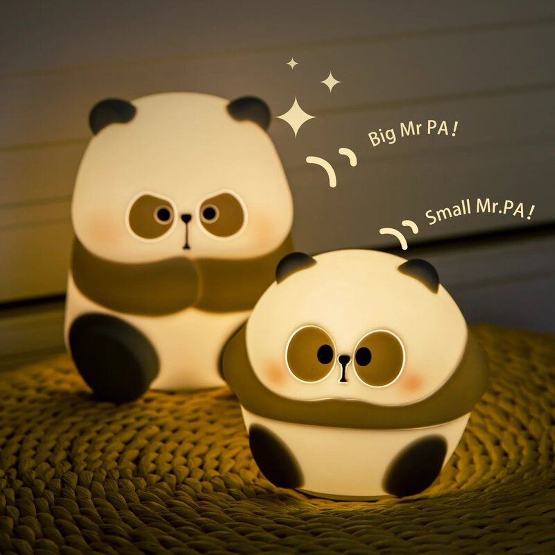 الباندا أضواء الليل للأطفال ، الحيوان سيليكون توقيت ، مصباح قابلة للشحن ، الكرتون نوم الديكور ، الفتيان والفتيات هدية ، لطيف