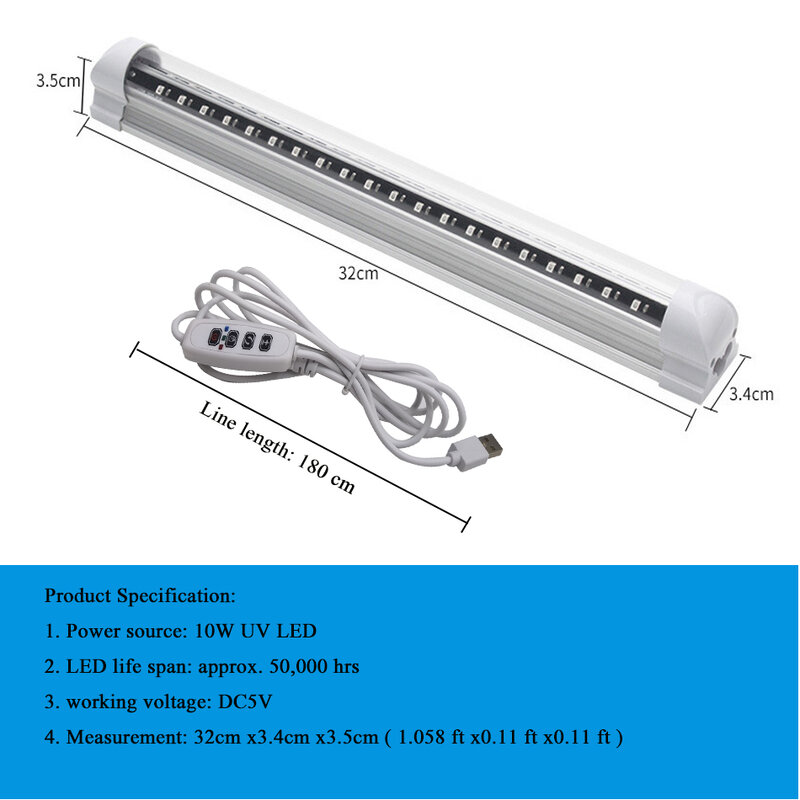 T8 10W UV LED Tube Blackligh 395nm Purple Bar Lamp DC5V with USB Dimmer switch For Bar Art Show Club Body Paint Integrated Tube