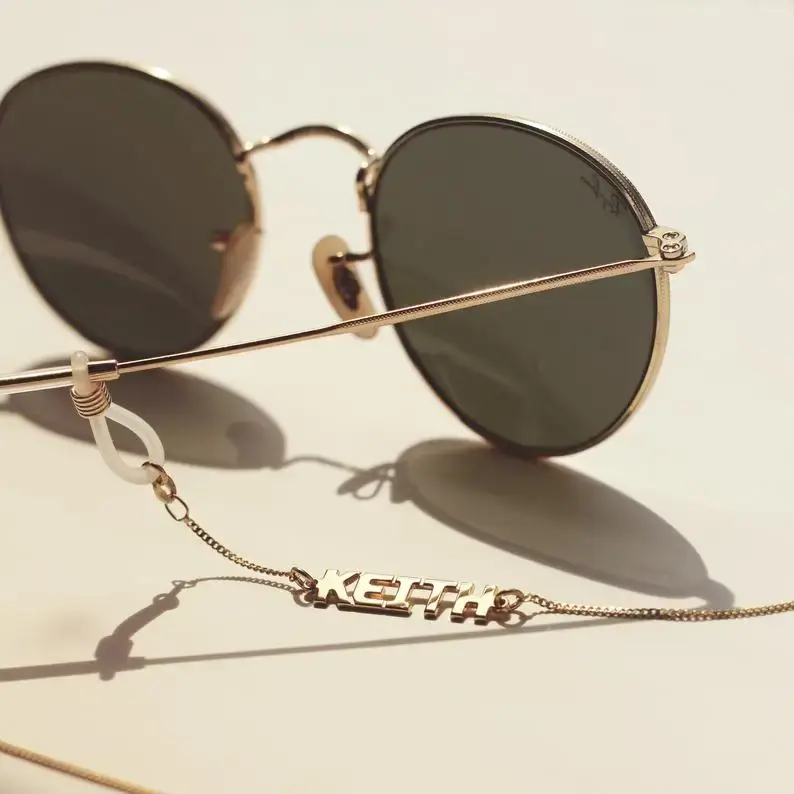 سلاسل النظارات الشمسية الفولاذ المقاوم للصدأ للرجال والنساء ، اسم مخصص ، حزام النظارات ، حبل النظارات الشمسية ، مجوهرات شخصية