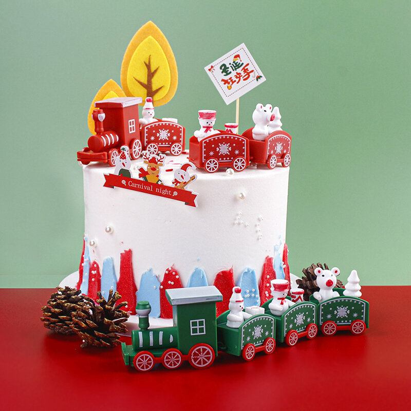 زينة بلاستيكية لكعكة قطار عيد الميلاد ، زخرفة عيد الميلاد ، اللوازم المنزلية ، الهدايا ، 1: