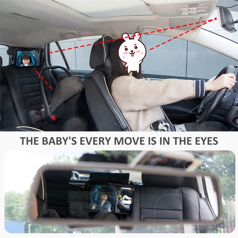 مرآة عربة الأطفال قابل للتعديل سيارة المقعد الخلفي الرؤية الخلفية تواجه مسند الرأس جبل الاطفال الرضع سيارة تظهر سلامة الطفل رصد الملحقات