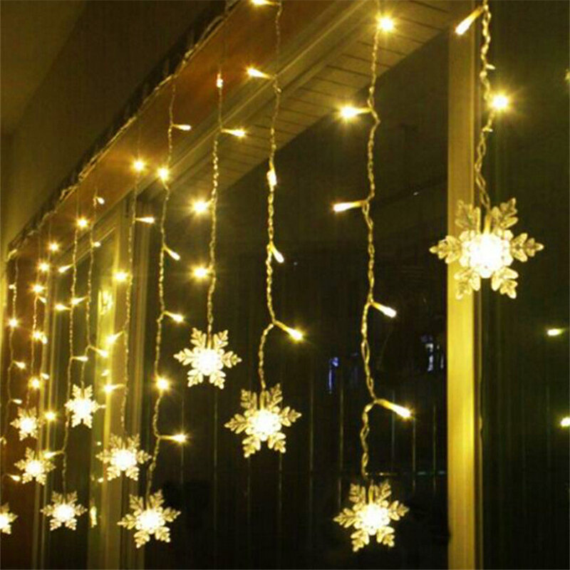 ضوء سلسلة ستارة ندفة الثلج LED ، إكليل عيد الميلاد ، أضواء خرافية للغرفة ، الحفلات ، الزفاف ، ديكور المنزل ، مقبس الاتحاد الأوروبي ، m ، 8 أوضاع