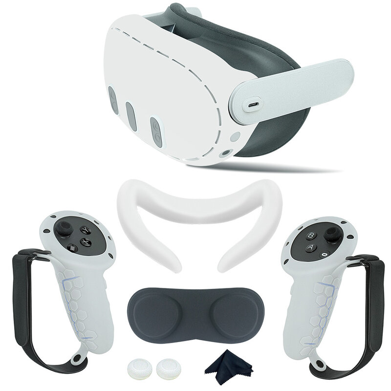 غلاف حماية من السيليكون لجهاز ميتا كويست 3 VR ، واقي للقبضة مع حماية للبطارية ، 10 في 1