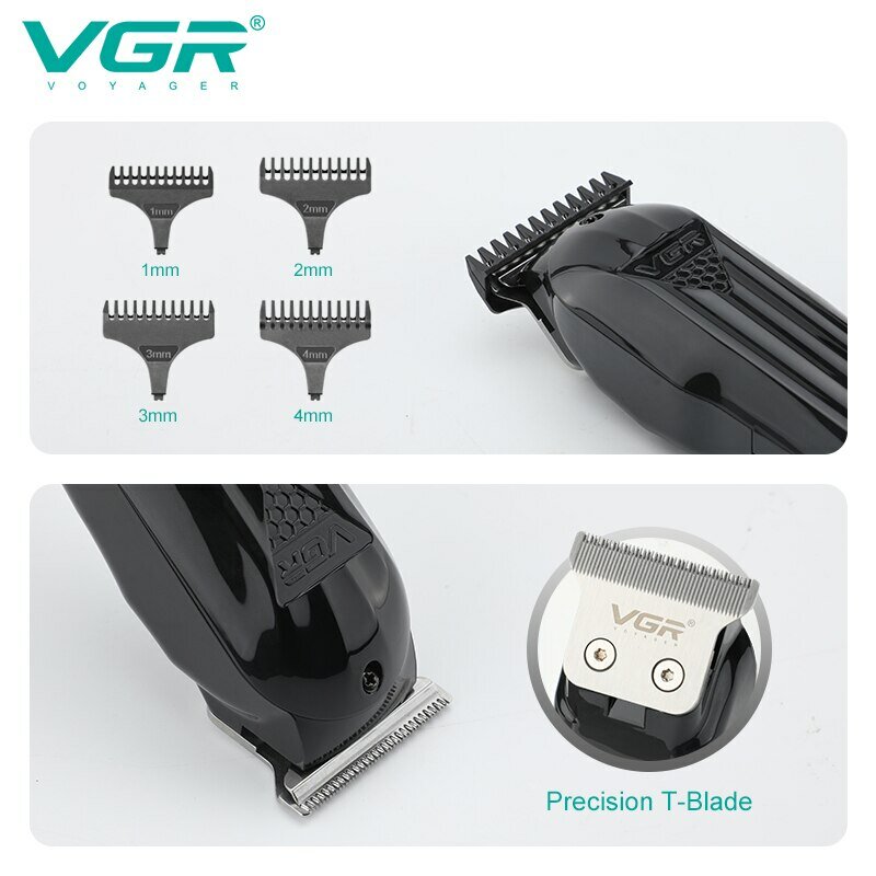 ماكينة حلاقة الشعر الاحترافية VGR ماكينة قص الشعر على شكل T-Blade 0 ماكينة حلاقة بشاشة LED للرجال