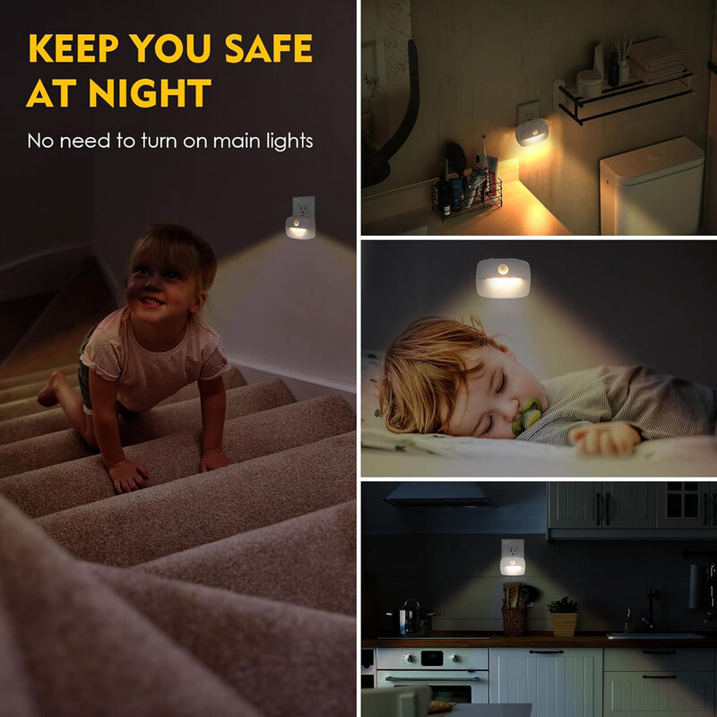 مصباح ليلي LED مع مستشعر حركة ، مصباح قابس أوروبي ، مصابيح ليلية للأطفال ، ديكور غرفة النوم ، المدخل ، السلالم ، مرحاض الحمام ، جانب السرير