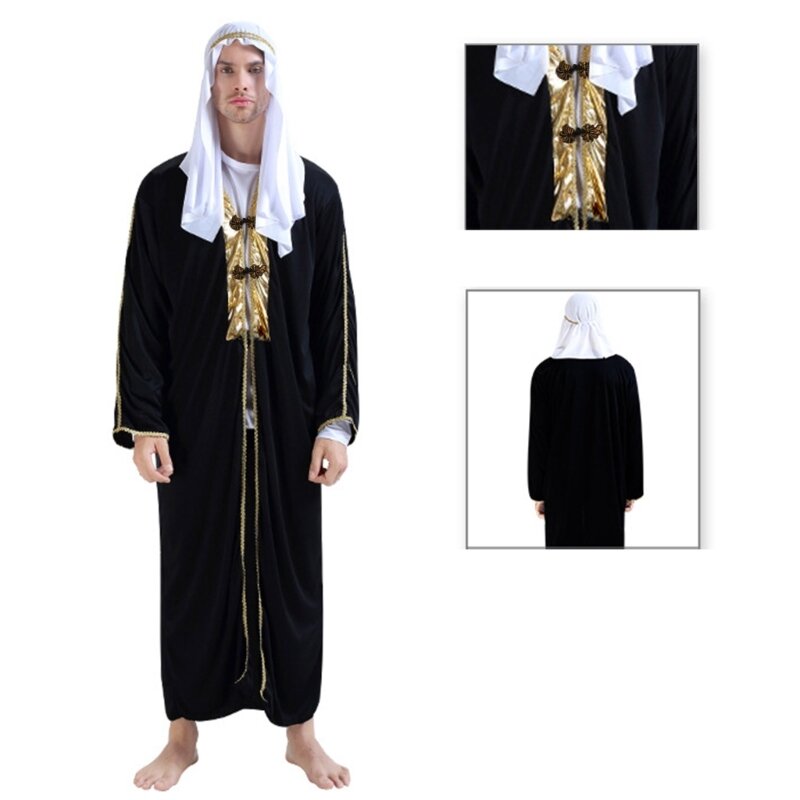ملابس Q0KE للهالوين للأمير/الأميرة العربية، أغطية رأس للمسلمين، رداء طويل، حجاب، سروال، الشرق الأوسط، دبي، إكسسوارات الأزياء