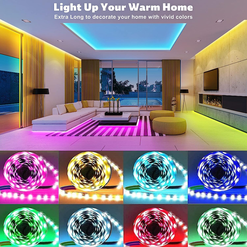 أضواء شريط LED مع التحكم في التطبيق الذكي لتزيين الغرفة ، شريط الإضاءة الشريط للغرفة ، الإضاءة الخلفية التلفزيون ، حفلة عيد الميلاد ، RGB ، 5050