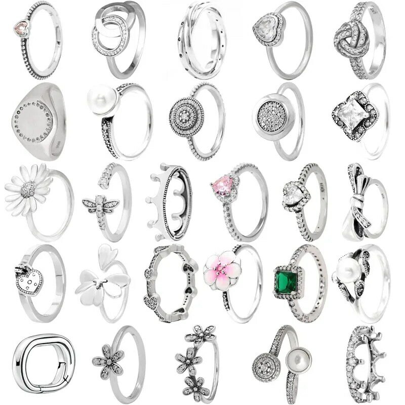 الحب عقدة ميزة توقيع الدوائر الرائعة القوس Radiant توهج خاتم 925 فضة خاتم للأزياء الأصلية DIY بها بنفسك مجوهرات