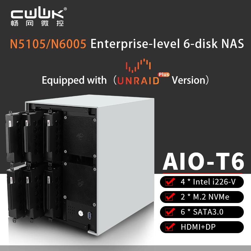 بطاقة الشبكة N5105/N6005 NAS/6 SATA/Dual M.2/ITX/i226-V