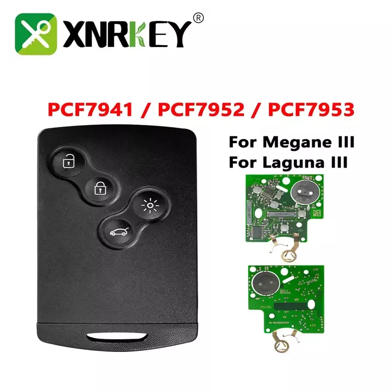 رقاقة XNRKEY الذكية عن بعد PCF7952 PCF7941 PCF7953 لرينو ميجان III فلونس لاغونا III ذات المناظر الطبيعية الخلابة 2009-2015 433Mhz بدون مفتاح الذهاب