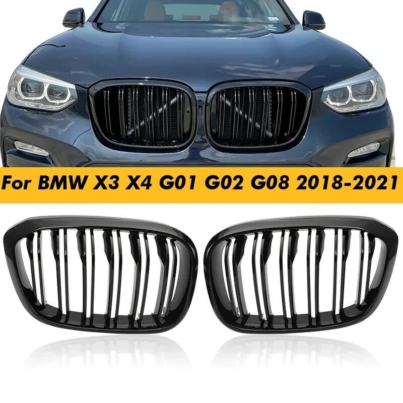 شبكة شواء أمامية مزدوجة الشريحة لسيارات BMW 3 4 X3 G01 G08 X4 G02 2018 2019 2020 2021 شبكات سباق تصفيف السيارة