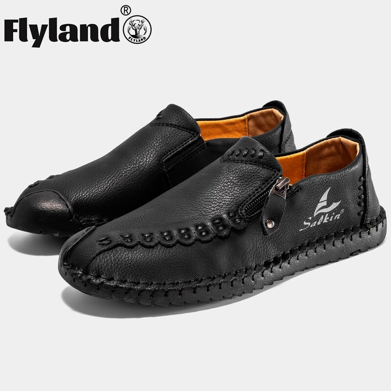 فليلاند رائجة البيع الأحذية الجلدية الأصلية للرجال أحذية جلدية عادية مريحة للتنفس في الهواء الطلق أحذية رياضية القيادة