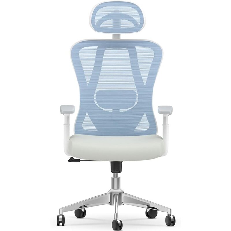 كرسي مكتب مريح من Naspaluro ، كرسي بظهر مرتفع مع مسند ذراع ومسند رأس قابل للتعديل ثلاثي الأبعاد ، دعم قطني ثلاثي الأبعاد ، هزاز
