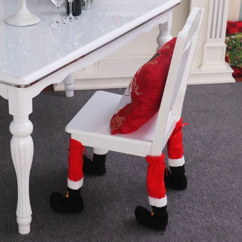 أغطية قدم لكرسي الكريسماس مضادة للانزلاق ، أغطية أرجل الطاولة سانتا ، زخرفة بوليستر ، ديكور العام الجديد