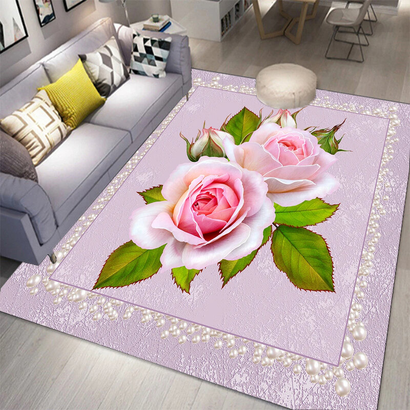 بساط رومانسي لزهرة الورد ، ممسحة لغرفة المعيشة ، ديكور غرفة النوم ، سجادة نباتية ، سجادة أرضية ريفية على الطراز الرعوي