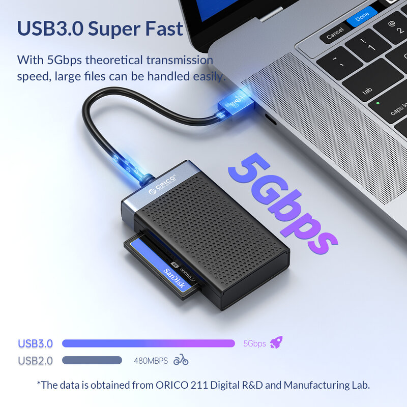 ORICO USB 3.0 USB قارئ البطاقات SD 4 في 1 قارئ بطاقة الذاكرة متوافق مع SD TF CF MS فلاش بطاقة محول ORICO المتجر الرسمي