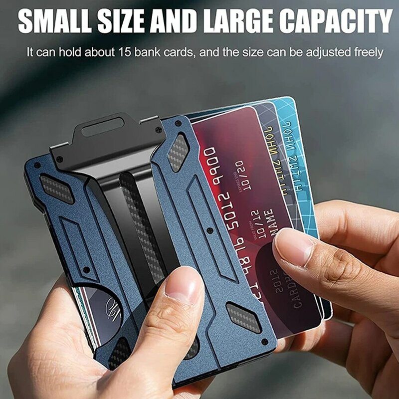 محفظة للرجال في الهواء الطلق صغيرة عملية Magsafe أزياء الألومنيوم الذكية محفظة سحرية تحمل 15 بطاقة