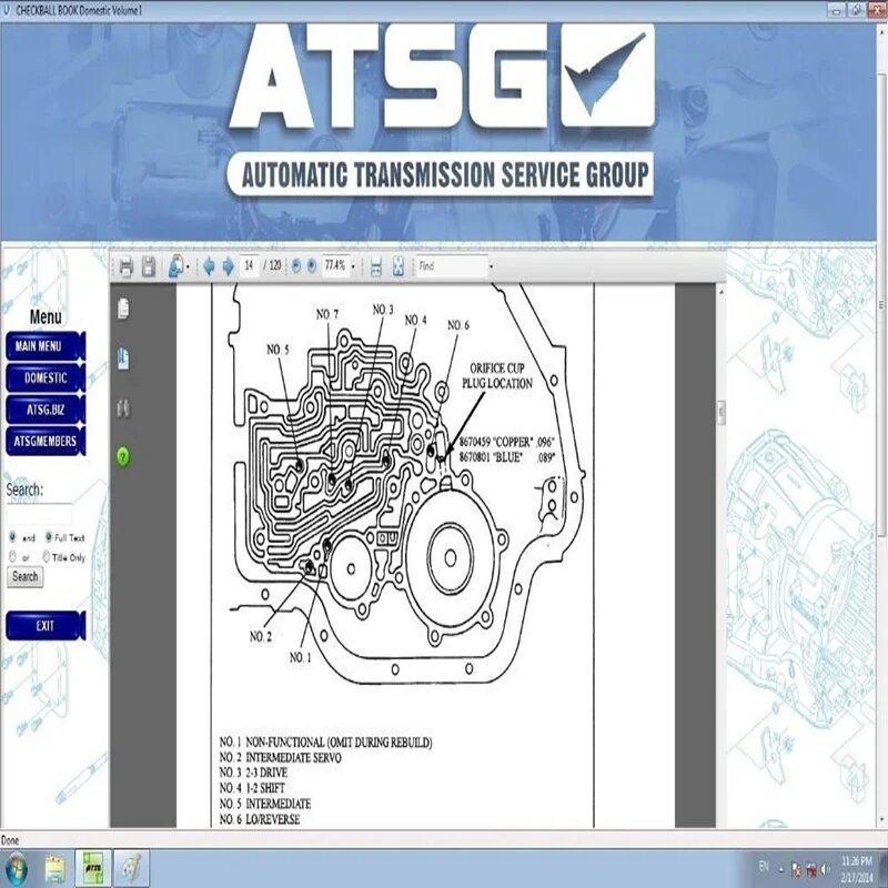 برنامج صيانة السيارات ، خدمة النقل الأوتوماتيكي ، معلومات صيانة المجموعة ، الكشف اليدوي عن الأعطال ، ATSG