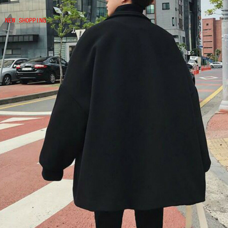 سترة هاراجوكو النسائية بحجم اضافي معطف صوفي اسود ملابس شتوية فضفاضة كبيرة ملابس الشارع الكورية سترات سميكة عصرية