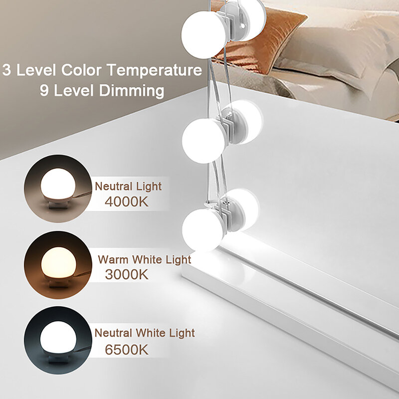 أضواء الغرور LED لغرفة خلع الملابس ، 3 درجة حرارة اللون ، لمبات الجدار عكس الضوء ، سلسلة لجدول ماكياج ، وتجارة الجملة