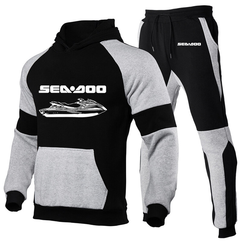 Sea Doo Seadoo Moto للرجال موضة جديدة من القطن طويل الأكمام الربط هوديس رياضية رياضية رياضية البلوز بنطلون اثنين من بدلة الركض