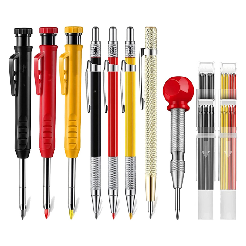 مجموعة أقلام نجار ميكانيكية مع عبوات علامات ، أداة خرز كربيد ، أدوات النجارة