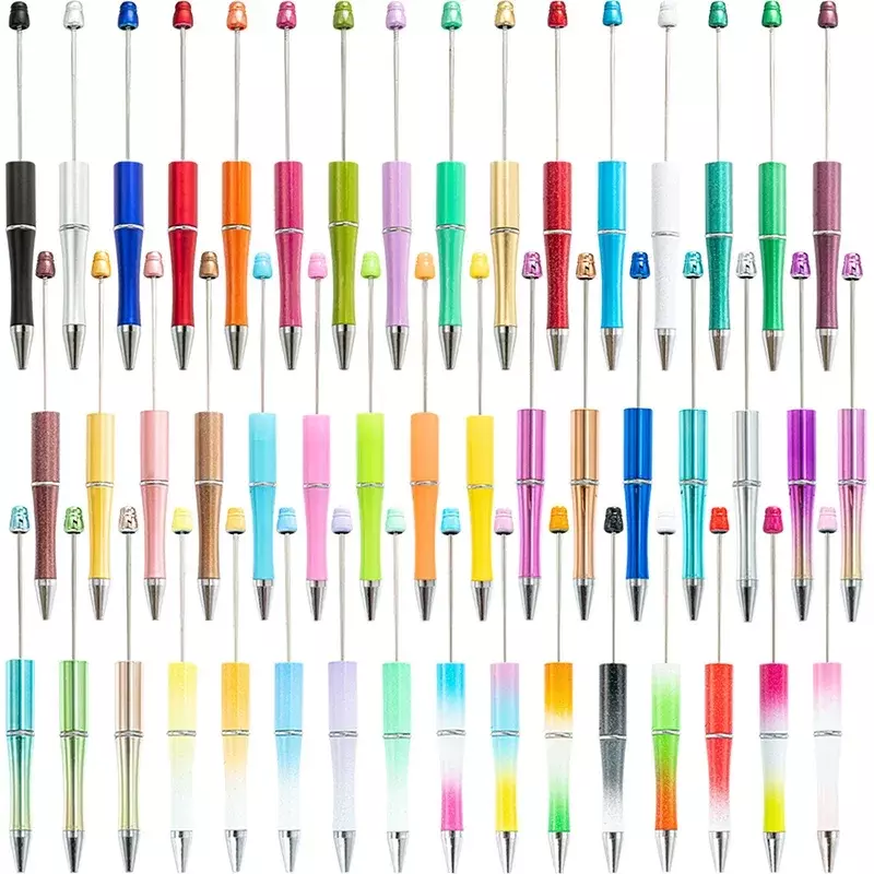 100 قطعة حبة القلم بالجملة الإبداعية البلاستيك مطرز القلم قلم حبر جاف للطباعة Beadable القلم لتقوم بها بنفسك هدية للطلاب اللوازم المكتبية