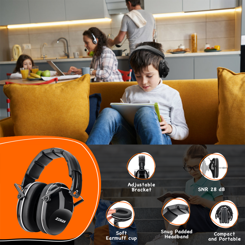 Zohan-حماية أذن قابلة للتعديل للأطفال ، حماية الأذن ، تقليل الضوضاء ، السلامة ، لمرض التوحد ، المشكلات الحسية ، nrr ، 25 ديسيبل