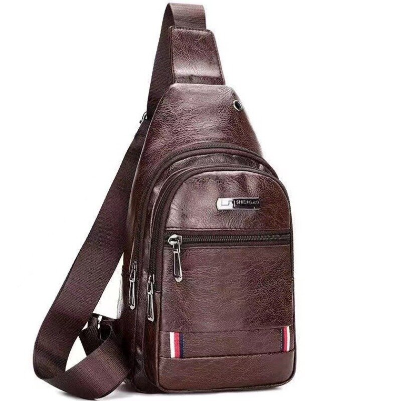حقيبة كتف من الجلد الناعم للرجال ، حقيبة كروس بودي ، حقيبة سفر للطلاب ، موضة ترفيهية ، جديدة