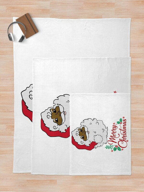أسود سانتا كلوز رقيقة بطانية ، عيد الميلاد تي شيرت ، قيلولة بطانية ، متعددة الأغراض بطانية ، Vintage