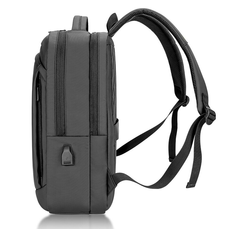 جودة بو مغطاة أسود رمادي استخدام المدرسة الثانوية بوصة السفر الأعمال USB حقيبة ظهر للكمبيوتر المحمول