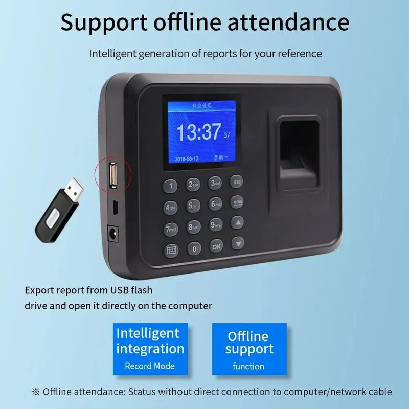 جهاز تسجيل الوقت الإلكتروني لبصمة الإصبع وكلمة المرور للموظف ، جهاز Attchimes للمكتب ، معدات إدارة بيانات USB ، F01